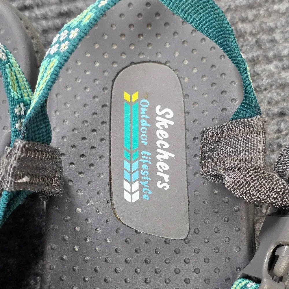 Skechers Outdoor Lifestyle Strappy Hiking Sandals Womens Size 10.5 Teal Toe Loop